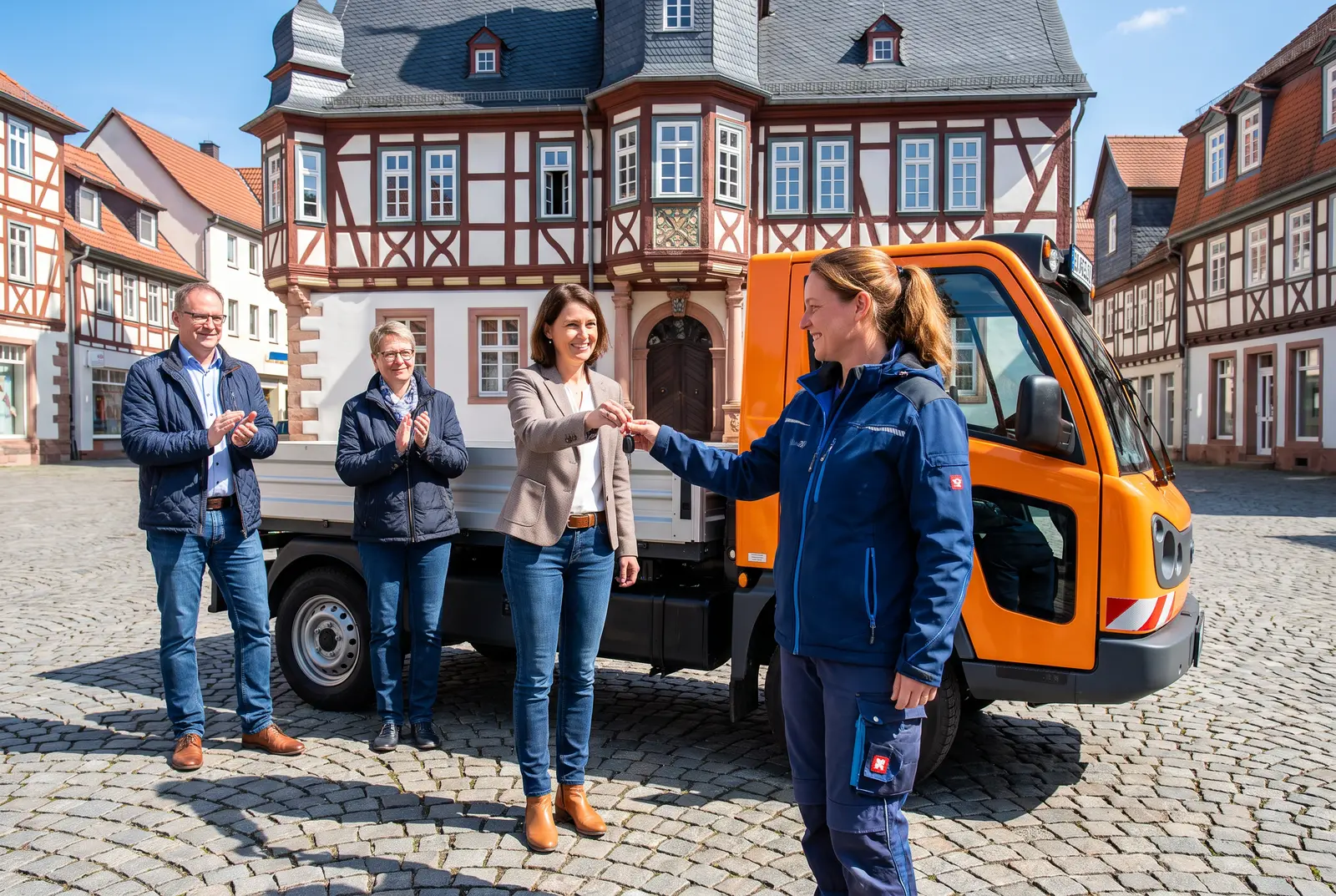 Übergabe einer gesponserten Ausstattung an eine kommunale Einrichtung