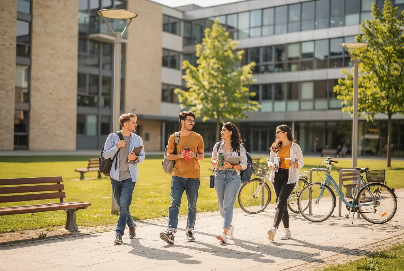 Studierende auf dem Campus einer Hochschule
